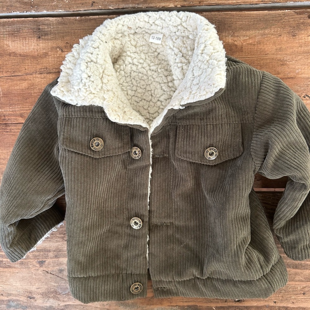 Olive Green Corduroy Kids barn Jacket